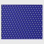 Blue & Gold Star Pattern Geschenkpapier (Flach)