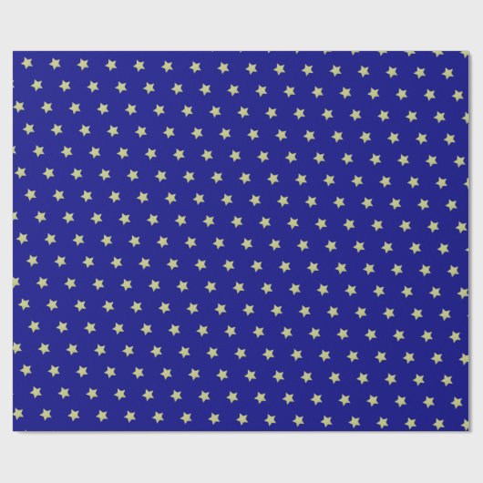 Blue & Gold Star Pattern Geschenkpapier (Flach)