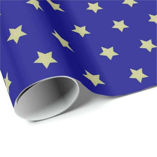 Blue & Gold Star Pattern Geschenkpapier (Rolleneckpunkt)