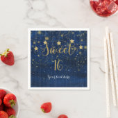 Blue & Gold Starry Celestial Sky Sweet 16 Party Serviette (Beispiel)