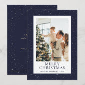 Blue Gold Starry Night Foto Frohe Weihnachten (Vorne/Hinten)