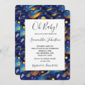 Blue Gold Starry Sky Baby Dusche Einladung (Vorne/Hinten)