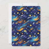 Blue Gold Starry Sky Baby Dusche Einladung (Rückseite)