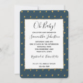 Blue Gold Stars Baby Dusche Einladung (Vorderseite)