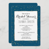 Blue Gold Stars Brautparty Einladung (Vorne/Hinten)