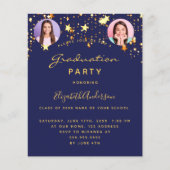 Blue Gold Stars Foto Graduierungsparty Einladung (Vorderseite)