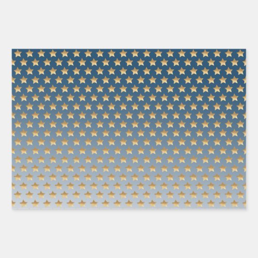 Blue Gold Stars Geschenkpapier Set (Vorderseite 2)