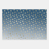Blue Gold Stars Geschenkpapier Set (Vorderseite)