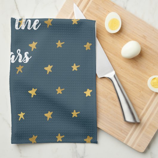 Blue Gold Stars Geschirrtuch (Viertel Falte)