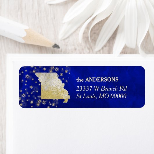 Blue Gold Stars Missouri Rücksendeadresse (Insitu)