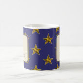 Blue Gold Stars Nachname Monogram Initial Kaffeetasse (Mittel)
