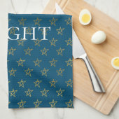Blue Gold Stars Shine Bright Geschirrtuch (Viertel Falte)