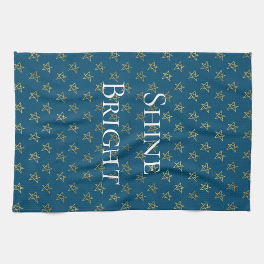 Blue Gold Stars Shine Bright Geschirrtuch (Horizontal)