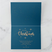 Blue Gold Stars Typografie Name Frohe Weihnachten Karte (Innenseite)