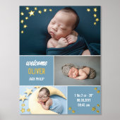 Blue Gold Stars Welcome Baby Boy Foto Collage Foliendrucke (Vorderseite)