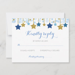 Blue & Gold Stars winkeln RSVP-Karte Dankeskarte