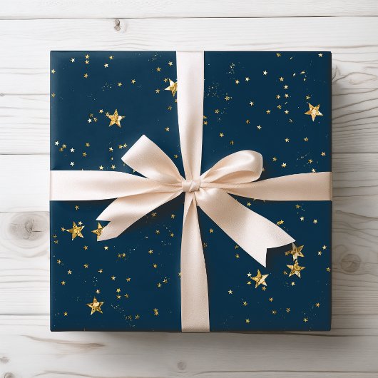 Blue & Gold Stars | Wrapping Paper Geschenkpapier