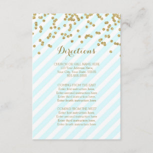 Blue Gold Streifen Hochzeitkarten Begleitkarte