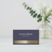 Blue Gold Strip Business Card Visitenkarte (Stehend Vorderseite)