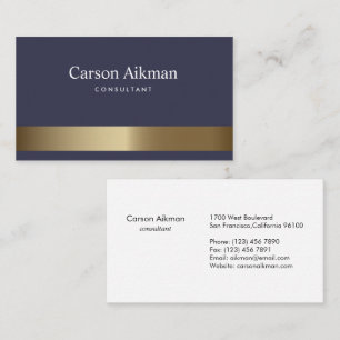 Blue Gold Strip Business Card Visitenkarte