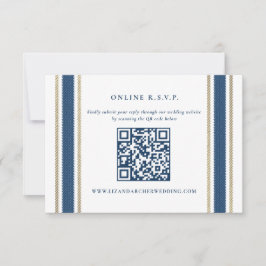 Blue Gold Stripe Nautical Wedding Online UAWG RSVP Karte