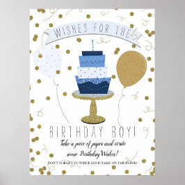 Blue & Gold Sugar ist Sweet 1. Geburtstagskuchen Poster
