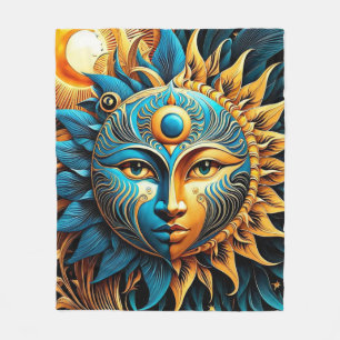 Blue & Gold Sun Fleecedecke