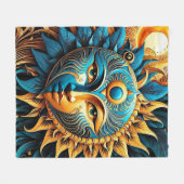 Blue & Gold Sun Fleecedecke (Vorderseite (Horizontal))