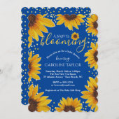 Blue & Gold Sunflower Baby Blooming Baby Shower Einladung (Vorne/Hinten)