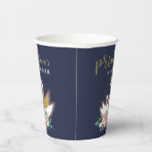 Blue Gold Swan Princess Pink Floral Baby Dusche Pappbecher (Rechts)