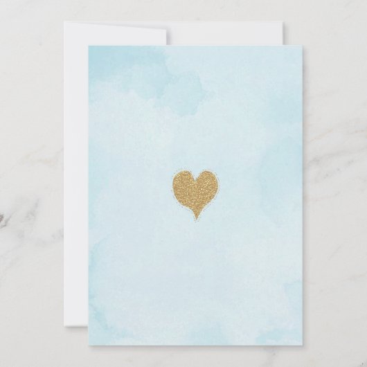 Blue Gold Sweetheart Valentines Boy Baby Dusche Einladung (Rückseite)