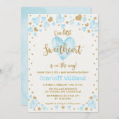 Blue Gold Sweetheart Valentines Boy Baby Dusche Einladung (Vorne/Hinten)