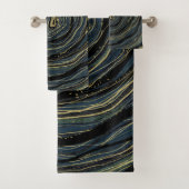 Blue Gold Swirl Glam Art Badhandtuch Set (Insitu)