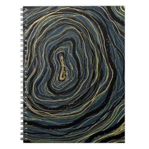 Blue Gold Swirl Glam Art Dream Journal Planner Notizblock