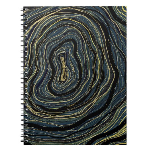 Blue Gold Swirl Glam Art Dream Journal Planner Notizblock (Vorderseite)