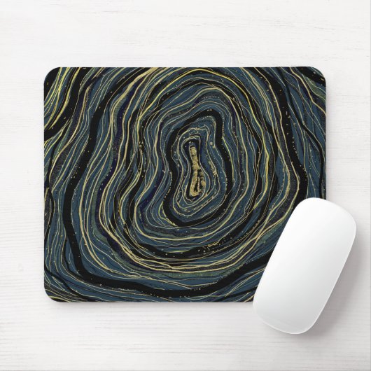 Blue Gold Swirl Glam Art Mousepad (Mit Mouse)