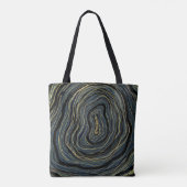 Blue Gold Swirl Glam Art Tasche (Rückseite)