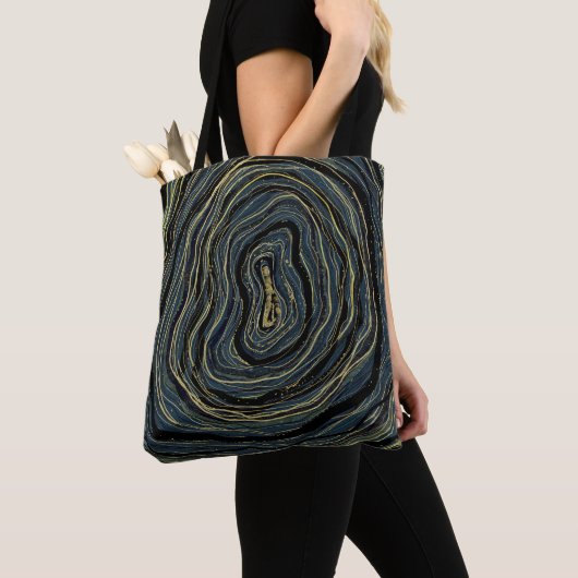 Blue Gold Swirl Glam Art Tasche (Von Nahem)