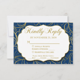 Blue Gold Swirl UAWG Wedding Response w/Meal RSVP Karte
