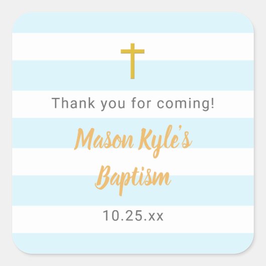 Blue Gold Taufe danke Ihnen für Aufkleber (Vorderseite)