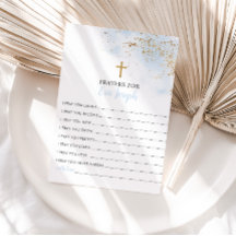 Blue Gold Taufe Gebet-Karte für Baby Card