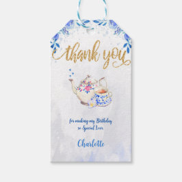 Blue & Gold Tea Party Geschenketiketten Geschenkanhänger