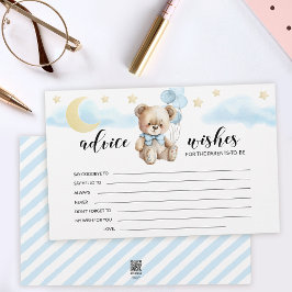 Blue Gold Teddy Bär Baby Dusche Ratschlag Wünsche  Briefpapier
