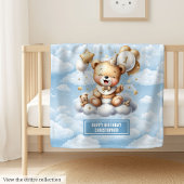 Blue Gold Teddy Bär mit der Nummer 1 zum Geburtsta Fleecedecke