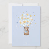 Blue Gold Teddy Bear Balloons Boy Baby Dusche Invi Einladung (Rückseite)