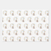 Blue Gold Teddy Bear Balloons Moon Stars Party Geschenkpapier Set (Vorderseite)