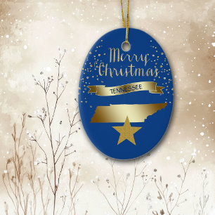 Blue Gold Tennessee Star Keramikornament