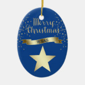 Blue Gold Texas Star Keramik Ornament (Vorne)