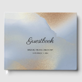 Blue & Gold Textur Gästebuch