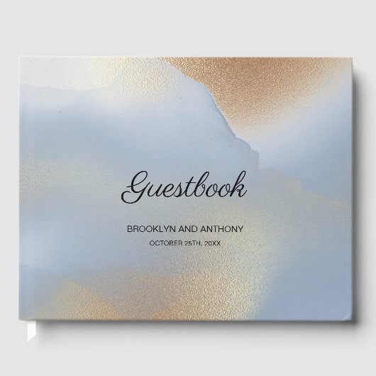 Blue & Gold Textur Gästebuch (Vorderseite)